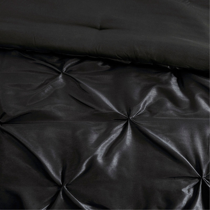 Ensemble d'édredon 7 pièces capitonné, Édredon de grande taille et 6 pièces supplément, Noir