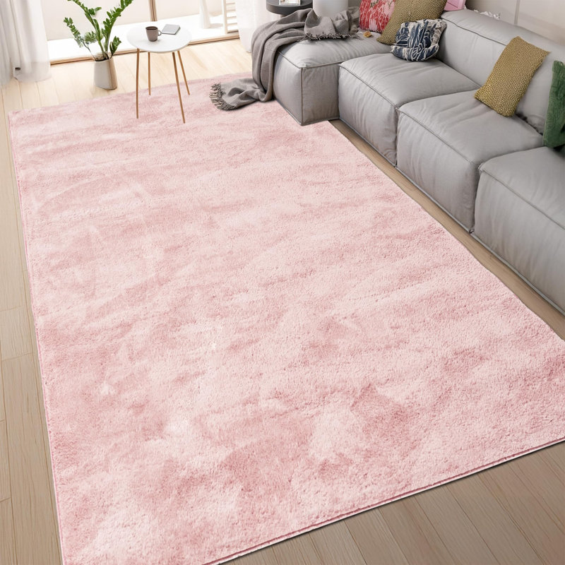 Rectangle Washable Area Rug, Pink, 60 x 110 cm