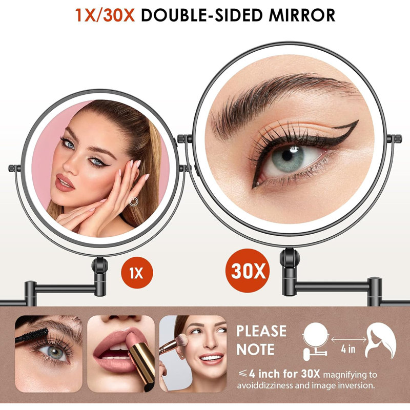 Miroir de maquillage mural 9 "