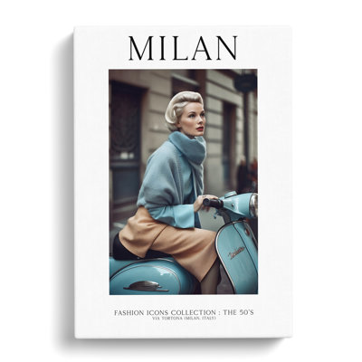 Fashion Icons Woman Colour Milan Italy - Wrapped Canvas