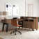 Kauan Helsy L-Shaped Desk with Power Bar and Removable Hutch Natural Walnut
