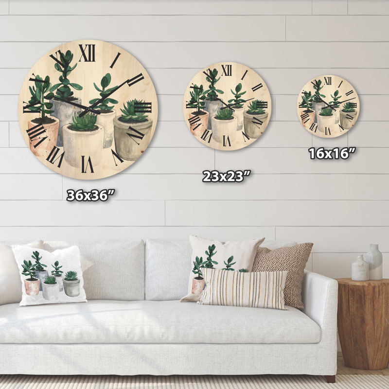 Horloge murale cactus et plantes grasses VI, Moyen