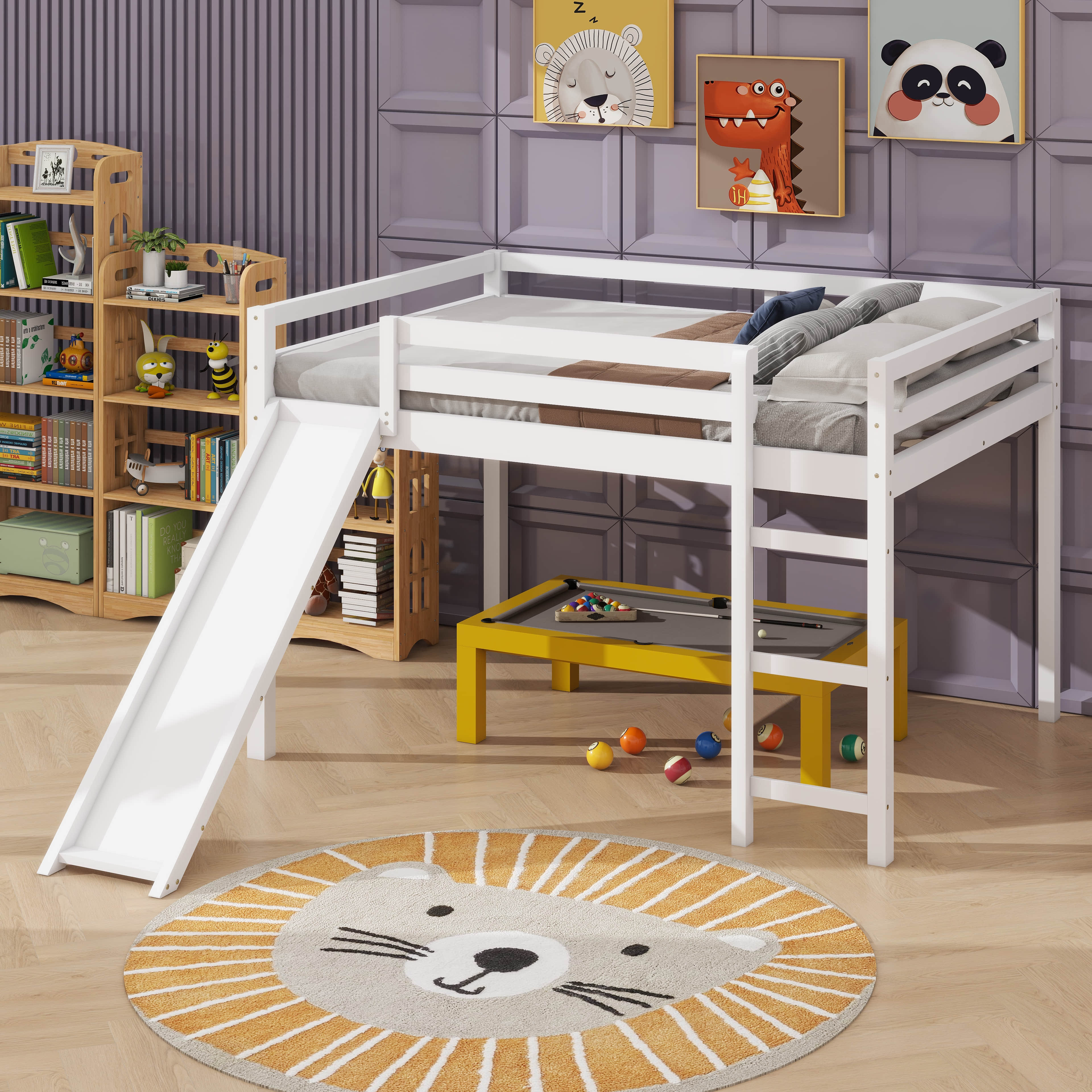 Harriet Bee A Full-Sized Loft Bed With A Slide, Featuring A Versatile ...