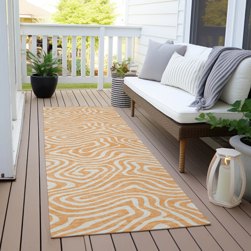 Tapis lavable intérieur / extérieur orange Evalora , 2 pi 3 po x 7 pi 6 po