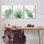 Feuilles vertes, vert moderne, palmiers tropicaux tropicaux, 3 pièces, ferme rustique surdimensionnée, art numérique sur toile par Patricia Pinto