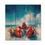 Plage avec un chef homard - Art mural moderne en bois sur bois de pin naturel-383173965