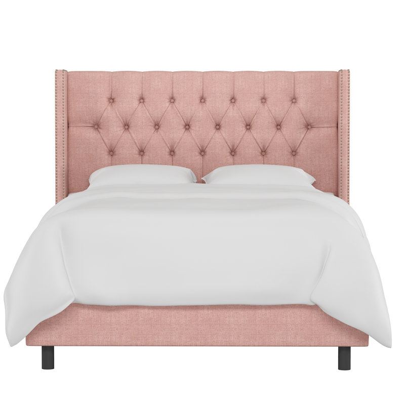 Casstown Upholstered Bed, Full, Zuma Rosequartz Textured Linen