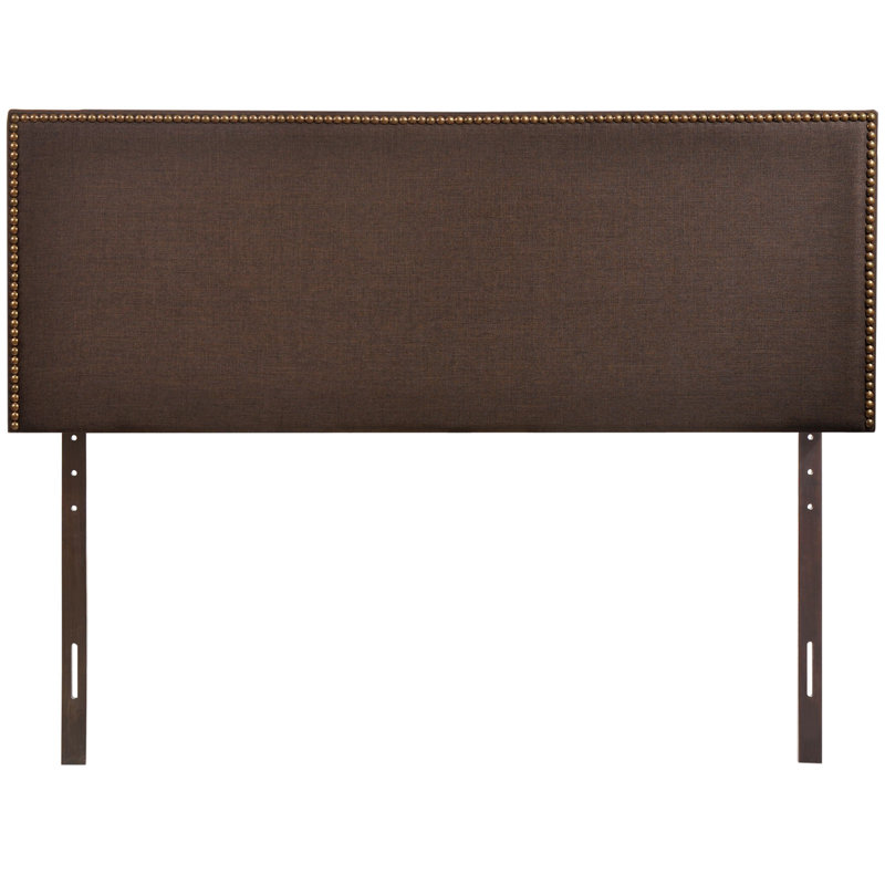 Upholstered Nailhead Headboard, Queen, Dark Brown