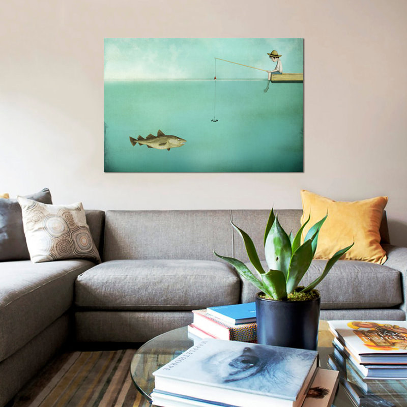«Fish», impression sur toile, H 8 po x l 12 po x P 0,75 po, Toile tendue, Pas de tapis