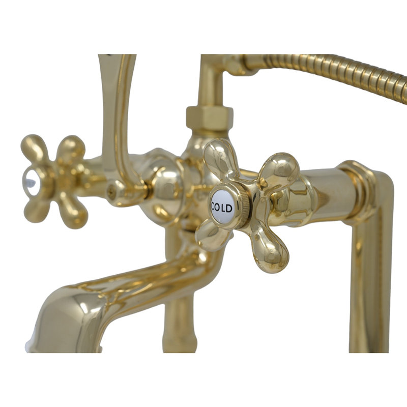British Telephone Deck Mount Tub Faucet (P0462) by Strom Living, Unlacquered Polished Brass