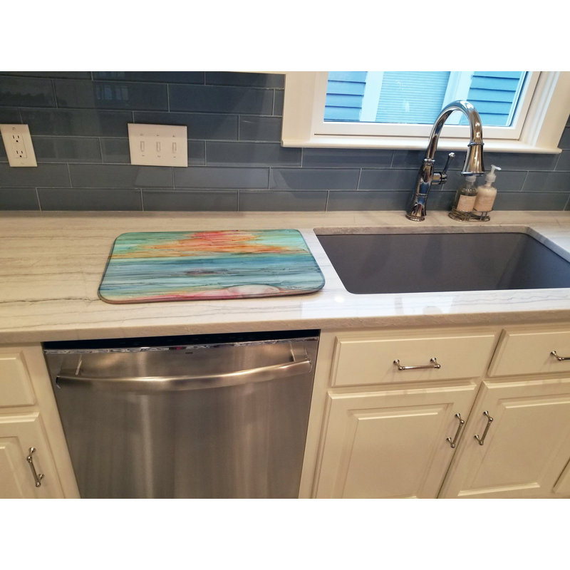 Multicolor Abstract Rainbow Polyester Dish Drying Mat