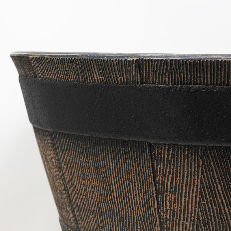  Timberline Barrel-Style Round Planter, Brown, 18in, Brown