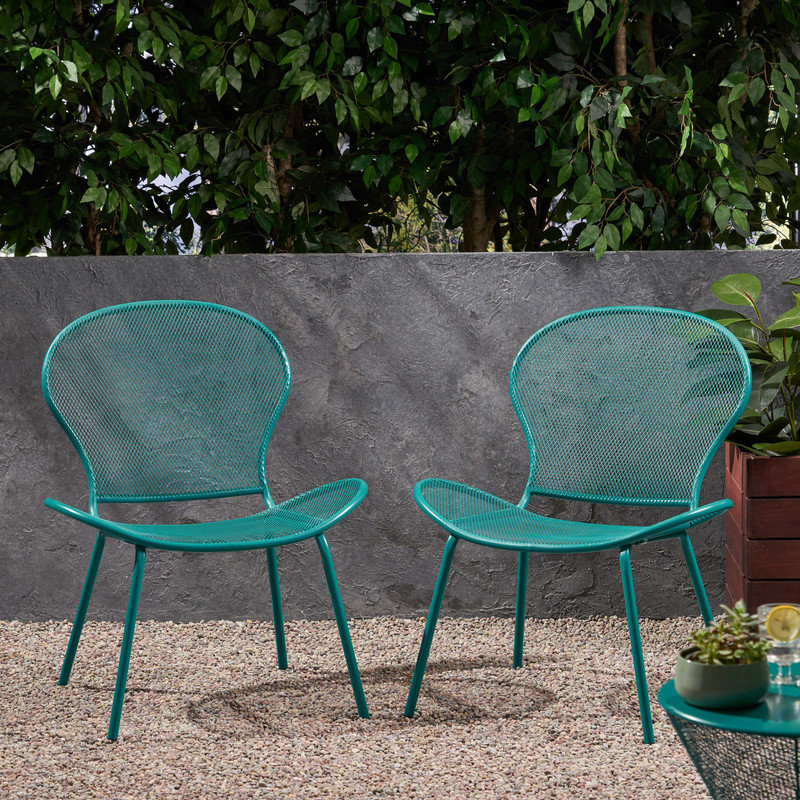 Modern Chairs with Durable Iron Frame and Mesh Seating for Indoor and Outdoor Use, Teal