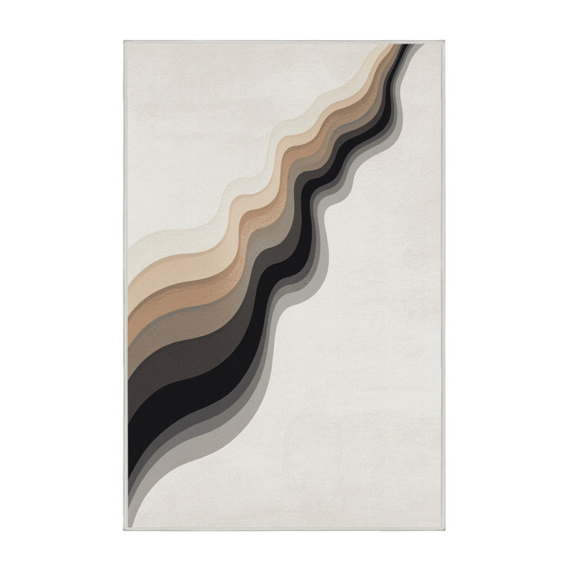 Machine Washable Paxon Minimalist Ombre Rug in Gray – White Binding, 3 x 5