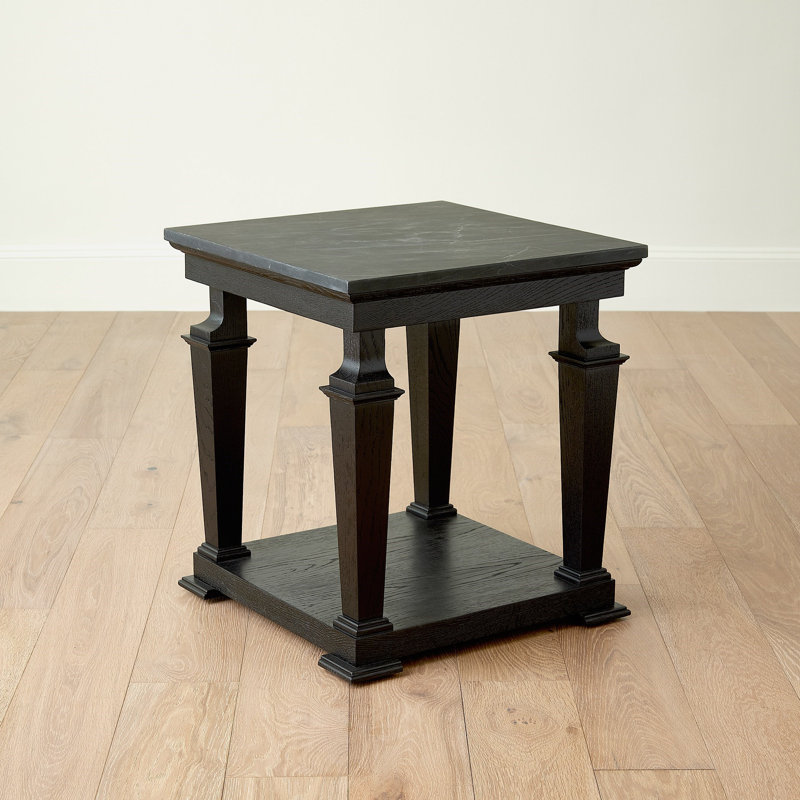 Marble End Table, Black Top/Black Base