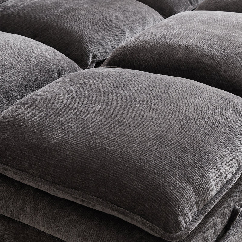 Canapé modulaire en chenille de 130 po à 4 places avec deux repose-pieds, Chenille grise foncée