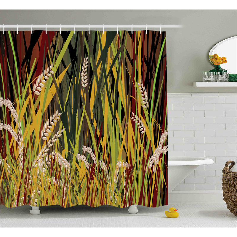 Rideau de douche simple à motif de blé sauvage, "nature anches est élevé séchée" blé river Bursten, H 75 po x l 69 po