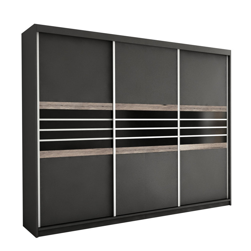 Bilotti Manufactured Wood Wardrobe, Lava/Black Gloss