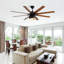 52 Inch Ceiling Fan With 6 Speed Wind 8 Dual Colours Blades Remote Control Reversible DC Motor With Light