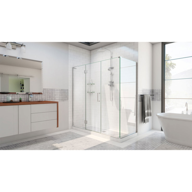 Unidoor-X 51.5" x 72" Hinged Frameless Shower Door with ClearMax™ Technology, Chrome