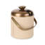 Beige Leather Ice Bucket With Brass