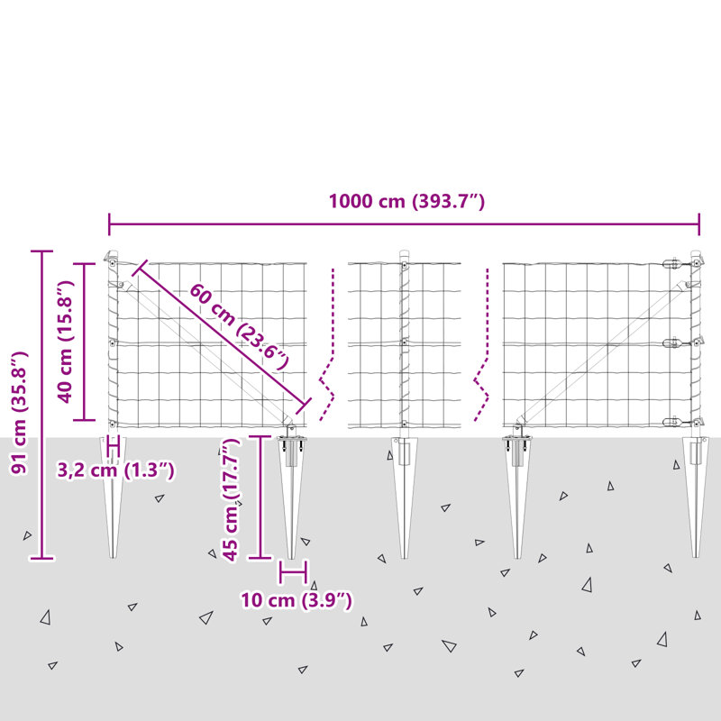 Border Fencing, Green, 40 x 1000 x 0.2 cm