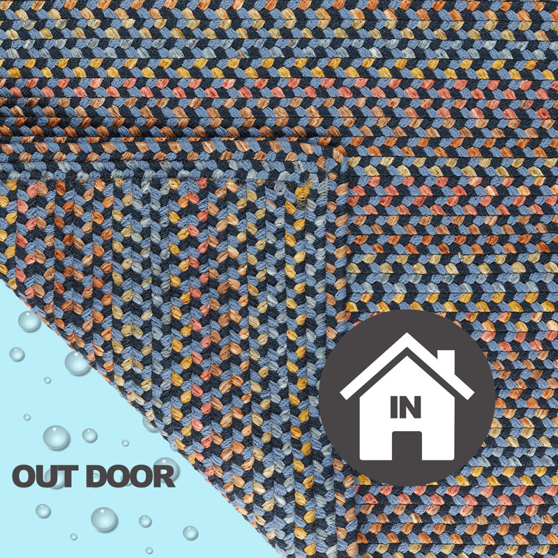 Tapis intérieur/extérieur bleu marine tressé fait main Ashurst, Carré 4 pi