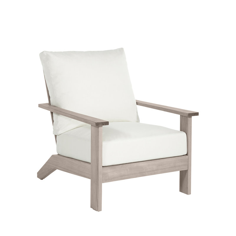Ashland Patio Lounge Chair with Cushions, Welt, Natural White, Oyster Teak