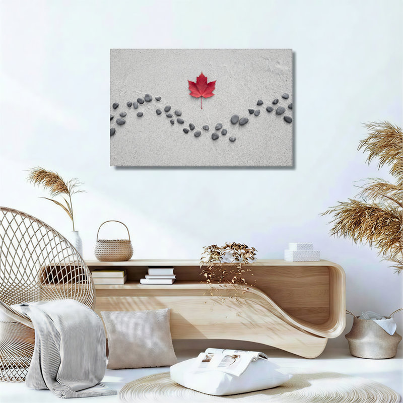 Ensemble de 1 tableau sur toile « Chemin de pierre et feuilles rouges », H 16 po x l 24 po, Wrapped Canvas