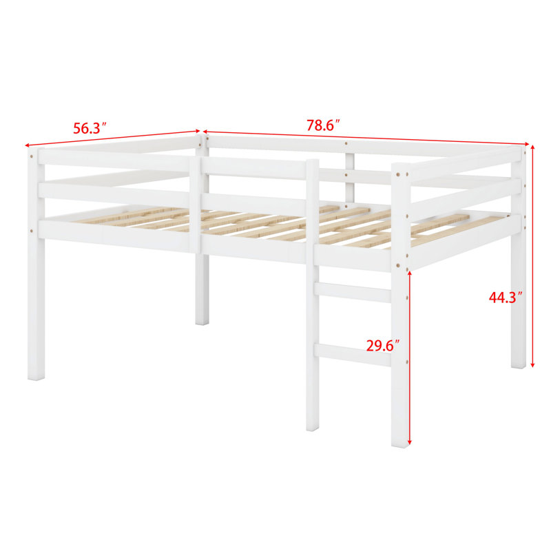 Lit mezzanine en bois avec échelle, Blanc
