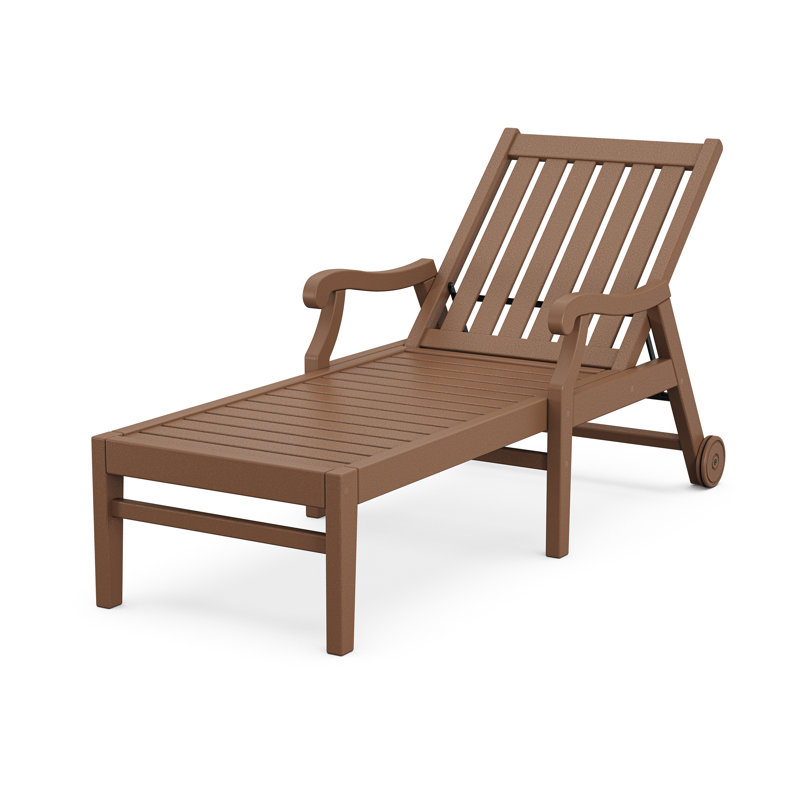 POLYWOOD x Birch Lane Veranda Chaise with Arms and Wheels, Teak