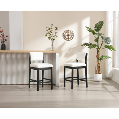 Tebbo Upholstered Counter Stool with Solid Wood Frame