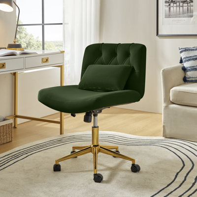 Chaise de bureau croisée et inclinable en polyester avec coussin de 23 po Guitra Modern