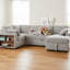 Canapé en velours côtelé de style divisé avec fauteuil inclinable et accoudoirs de rangement-1301970904