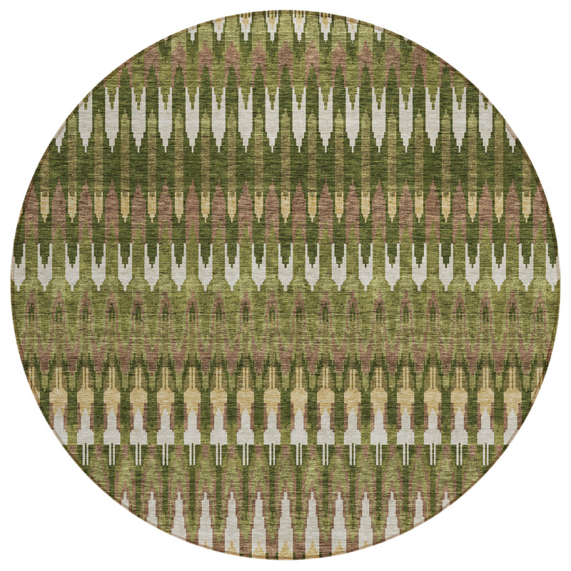Tapis intérieur / extérieur en polyester tissé à la machine Cearah, Rond 8 pi