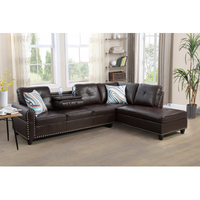 Louvenia Faux Leather L-Shaped Sectional