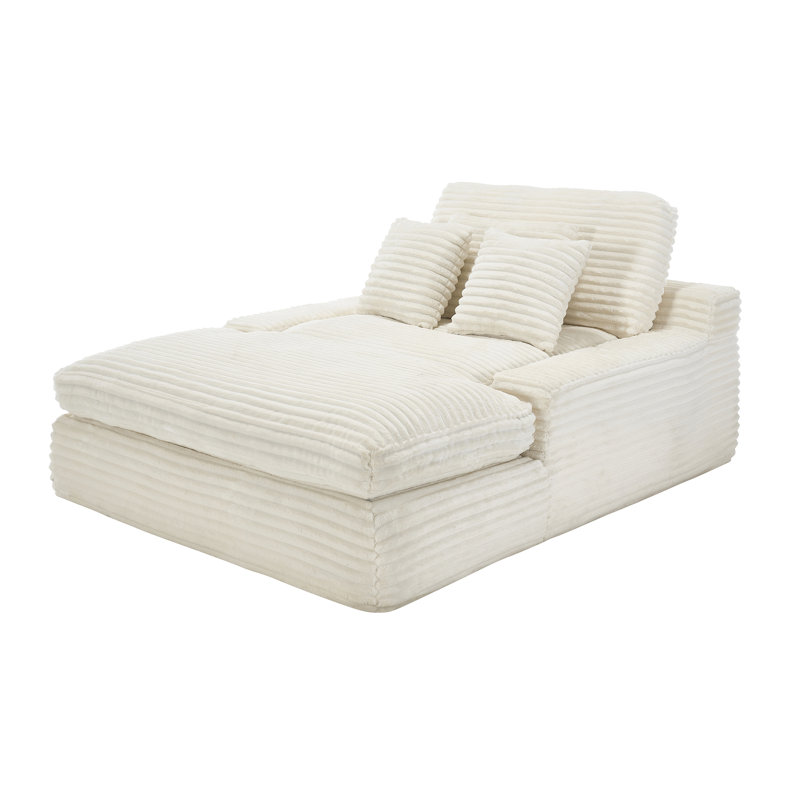 Canapé-lit simple l 53,54 po, Velours côtelé beige
