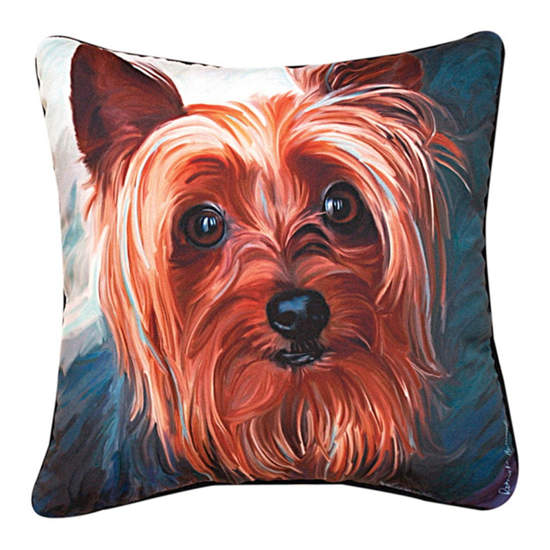 Coussin manuel en polyester 18 x 18 Yorkie