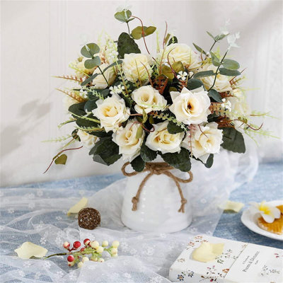 Fake Silk Flower with Ceramics Vase