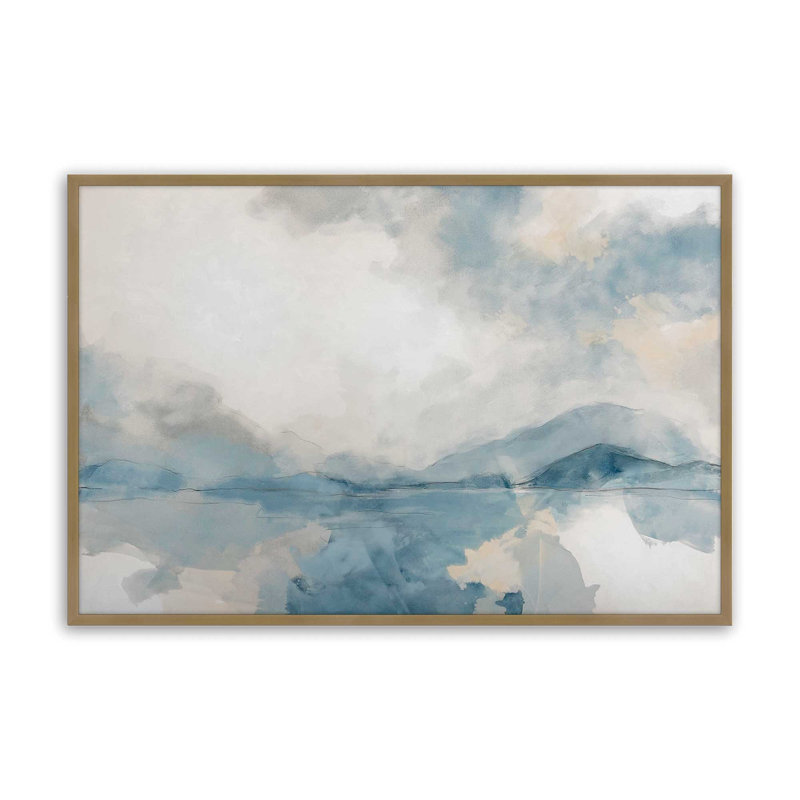 Misty Blue Reflections Print, 13.25" H x 17.25" W, Brushed Gold