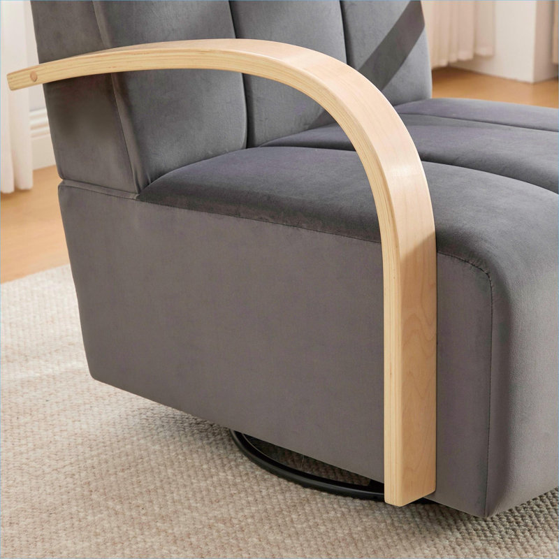 Fauteuil d'appoint rotatif capitonné Modern Channel, Gris