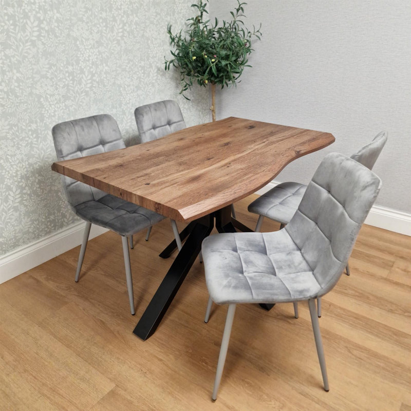 Dining Set, Grey, 75cm H x 77cm W x 117cm D, 5