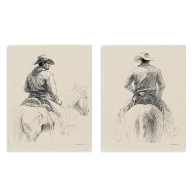  Ensemble de plaques d'art croisées «Cowboy on Range» par Danhui Nai
