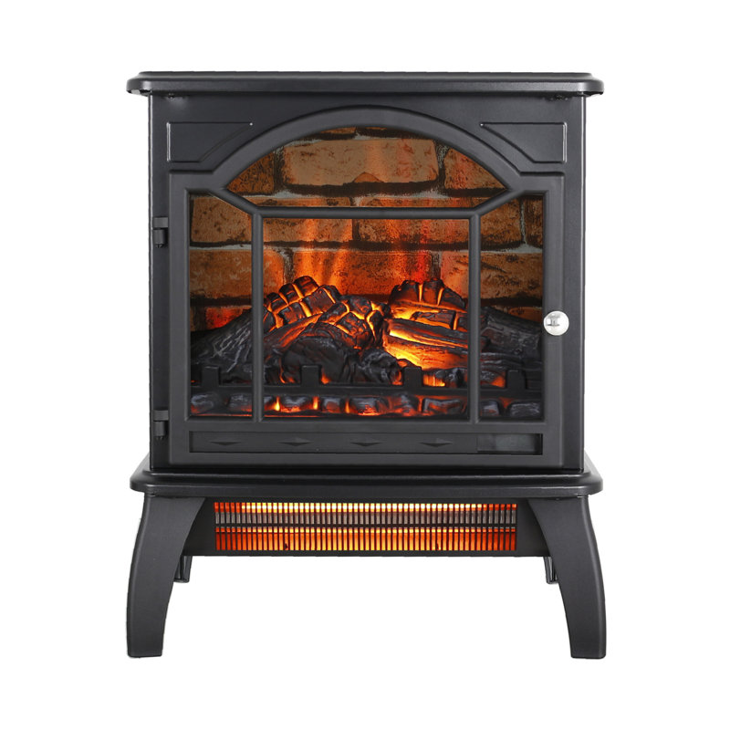 Foyer électrique avec télécommande - 18 pouces, 1500 W, 5000 / H, flamme réglable, autoportant, quartz infrarouge à faible bruit 18 po, portatif, bruit de 48 Db, tôle