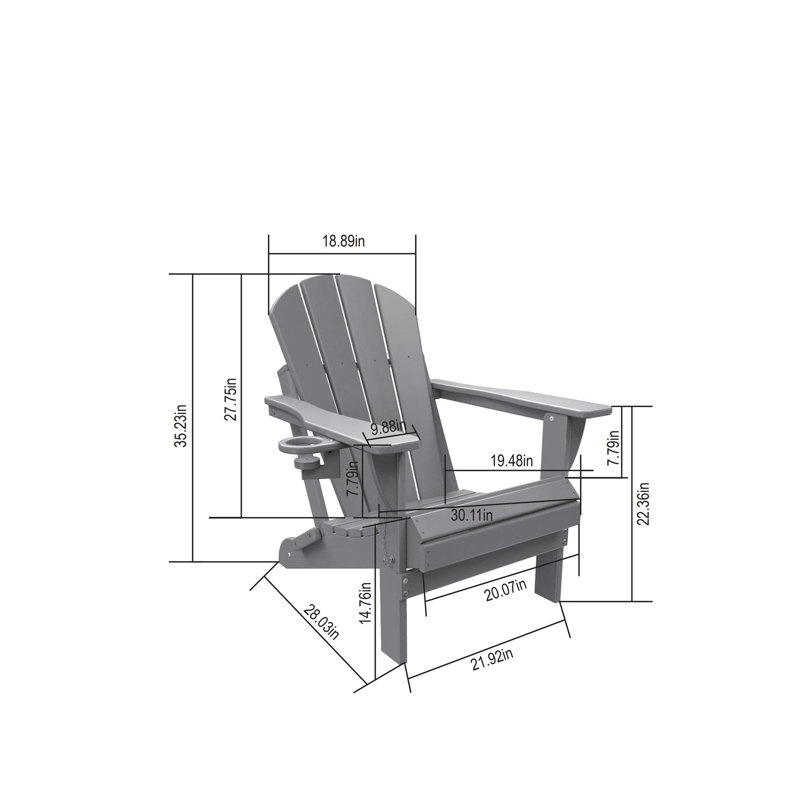 Chaise Adirondack pliante avec table d'appoint, ensemble de 3 chaises Adirondack (2 chaises et 1 table)