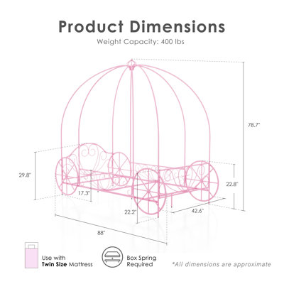 Larrison Whimsical Metal Twin Carriage Bed