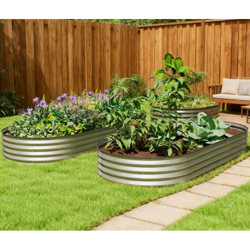 Raised Garden Bed Set,Raised Beds For Gardening With Metal Plant Stakes,For Garden And Patio