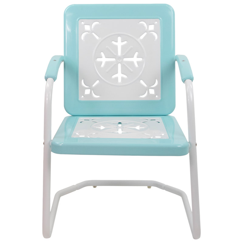 Fauteuil carré d'extérieur 35 po Tulip, Bleu / blanc