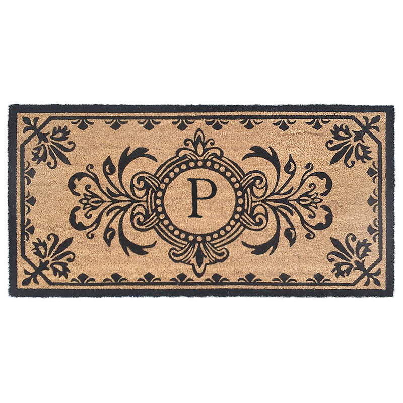 Schuster Personalizable Non-Slip Outdoor Doormat, P, Rectangle 20" W x 40" L
