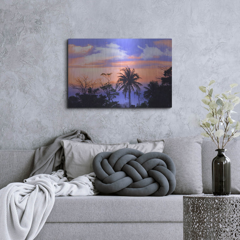 Art mural en métal Winston Porter «Coastal Palms 3» par Mark Ashkenazi, H 24 po x l 36 po